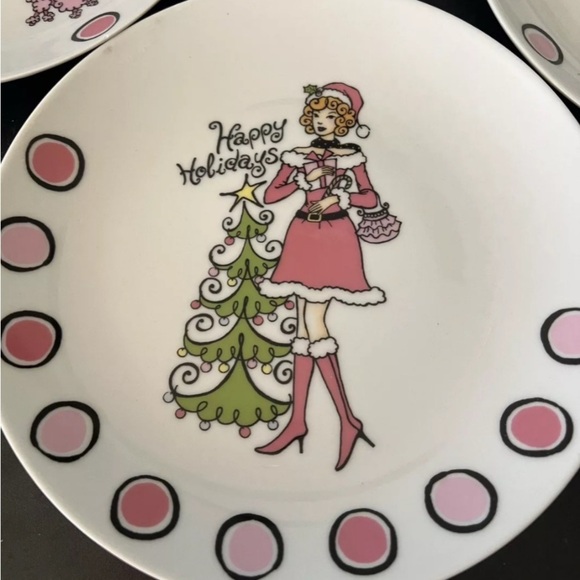 Dessert Plates Girlfriend Diva Chic Shopping Tea Party 9” Santa’s Workbench EUC - Picture 5 of 12